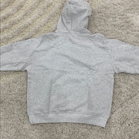 Anine Bing Sport Grey Pullover Hoodie Blue Distressed Embroidery Size Large - Picture 2 of 2